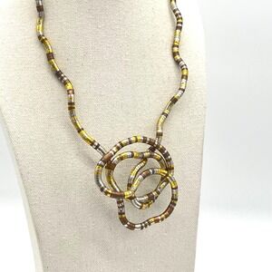 Flexible Tri-Tone Metallic Snake Chain Bendable Sculptural Necklace 36 Inch